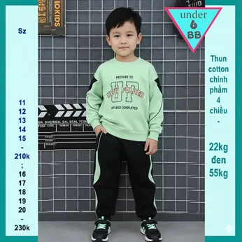 Đồ bộ bé trai tay dài in chữ UP phong cách cá tính cho bé diện đi chơi , du lịch