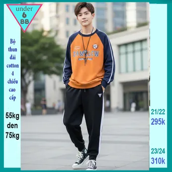 Đồ bộ bé trai tay dài in chữ phối màu cá tính dành cho bé lớn đi chơi ,du lịch