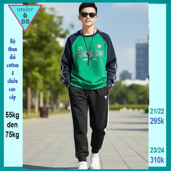 Đồ bộ bé trai tay dài in chữ phối màu cá tính dành cho bé lớn đi chơi ,du lịch