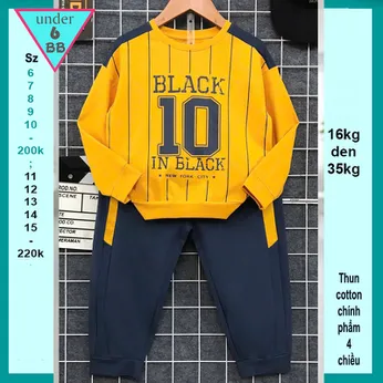 Đồ bộ bé trai tay dài in số 10 phong cách hàn quốc cá tính cho bé đi chơi , đi du lịch