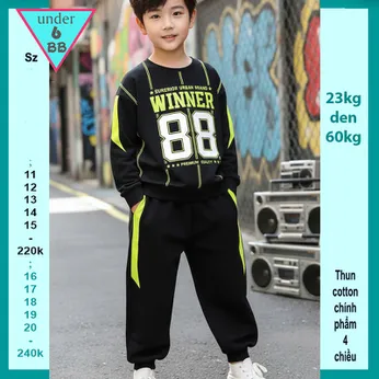 Đồ bộ bé trai tay dài in số 88 phối sọc phong cách hàn quốc cá tính cho bé đi chơi , đi du lịch