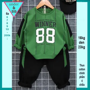 Đồ bộ bé trai tay dài in số 88 phối sọc phong cách hàn quốc cá tính cho bé đi chơi , đi du lịch