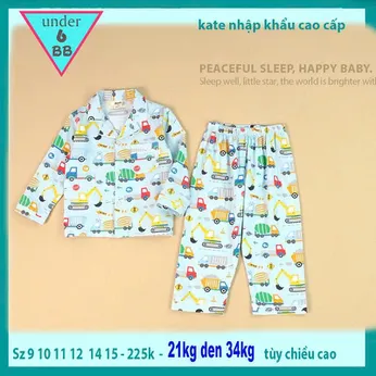 Đồ bộ bé trai tay dài pijama ( vải kate cao cấp ) in hình Xe cho bé mặc ngủ 