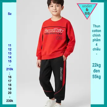 Đồ bộ bé trai tay dài in chữ phong cách cá tính cho bé diện đi chơi , du lịch