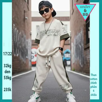 Đồ bộ bé trai tay ngắn quần dài in chữ MEKANK phong cách cá tính cho bé diện đi chơi , du lịch