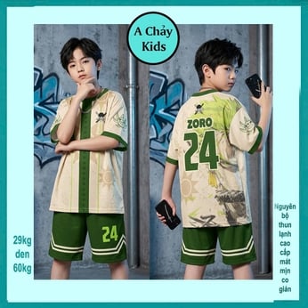 Đồ bộ bé trai thun lạnh in 3D hình zzoro phong cách thể thao cá tính