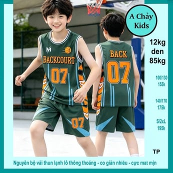 Đồ bộ bé trai thun lạnh sát nách thể thao in BACK07 phong cách cá tính cho bé đi chơi , đi học