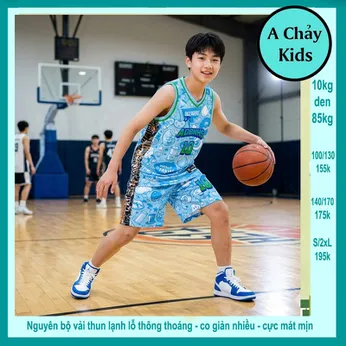 Đồ bộ bé trai thun lạnh sát nách thể thao in số 10 phong cách bóng rổ cho bé đi chơi , đi học