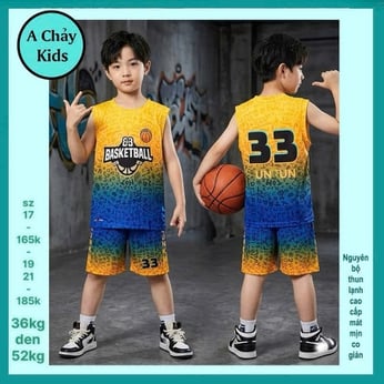 Đồ bộ bé trai thun lạnh sát nách in số 33 mang phong cách thể thao bóng rổ cho bé đi chơi , đi học 