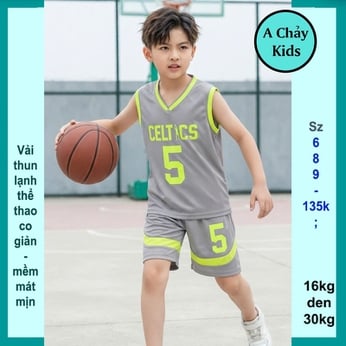 Đồ bộ bé trai thun lạnh sát nách in số 5 phong cách thể thao cho bé trai đi đi chơi , đi học