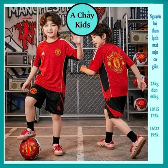 Đồ bộ bé trai thun lạnh thể thao in chữ phong cách bóng đá cho bé đi chơi , đi học