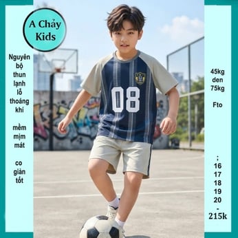 Đồ bộ bé trai thun lạnh thể thao in số 08 phong cách cá tính cho bé diện đi chơi bóng đá