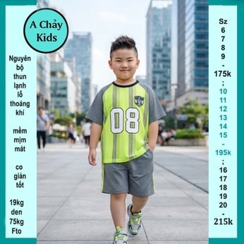 Đồ bộ bé trai thun lạnh thể thao in số 08 phong cách cá tính cho bé diện đi chơi bóng đá