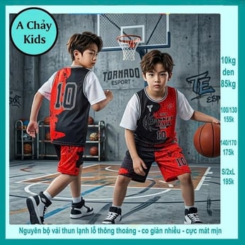 Đồ bộ bé trai thun lạnh thể thao in số 10 phong cách bóng rổ cực cá tính cho bé 