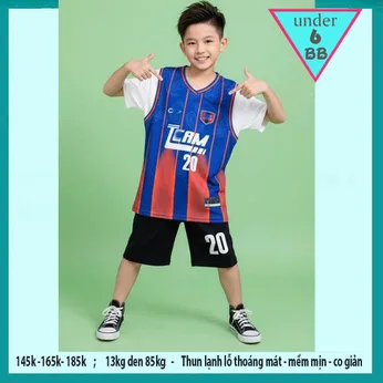 Đồ bộ bé trai thun lạnh thể thao in số 20 phong cách bóng rổ cho bé diện đi chơi , đi học