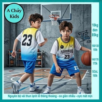 Đồ bộ bé trai thun lạnh thể thao in số 23 phong cách bóng rổ cực cá tính cho bé 