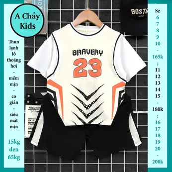 Đồ bộ bé trai thun lạnh thể thao in số 23 phong cách bóng rổ cho bé diện đi chơi , đi học