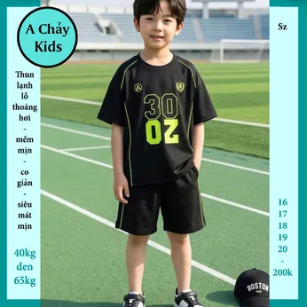 Đồ bộ bé trai thun lạnh thể thao in số 30 phong cách bóng đá cho bé diện đi chơi , đi học 