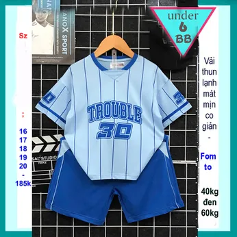 Đồ bộ bé trai thun lạnh thể thao in số 30 theo phong cách bóng chày cho bé đi chơi ,đi học