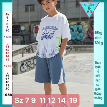 Đồ bộ bé trai thun lạnh thể thao in số 35 phong cách bóng đá cho bé diện đi chơi , đi học 