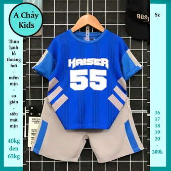 Đồ bộ bé trai thun lạnh thể thao in số 55 phong cách bóng đá cho bé đi chơi , đi học