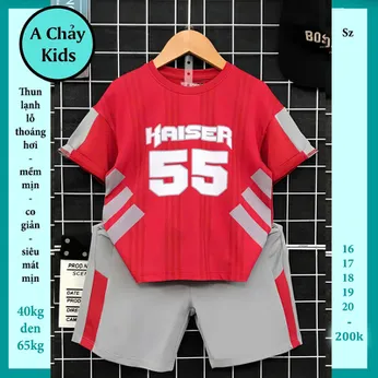Đồ bộ bé trai thun lạnh thể thao in số 55 phong cách bóng đá cho bé đi chơi , đi học