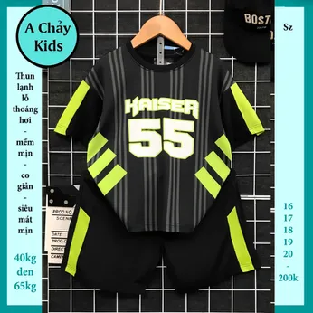 Đồ bộ bé trai thun lạnh thể thao in số 55 phong cách bóng đá cho bé đi chơi , đi học