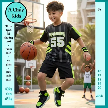 Đồ bộ bé trai thun lạnh thể thao in số 55 phong cách bóng đá cho bé đi chơi , đi học