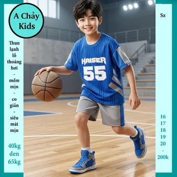 Đồ bộ bé trai thun lạnh thể thao in số 55 phong cách bóng đá cho bé đi chơi , đi học