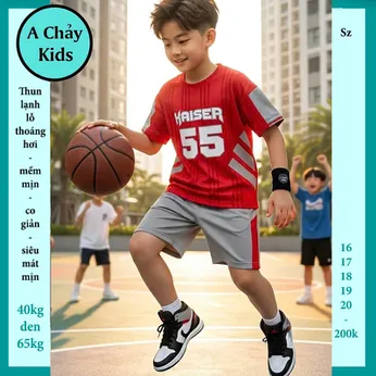 Đồ bộ bé trai thun lạnh thể thao in số 55 phong cách bóng đá cho bé đi chơi , đi học