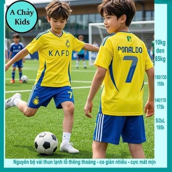 Đồ bộ bé trai thun lạnh thể thao in số 7 theo phong cách thể thao bóng đá , bóng rổ