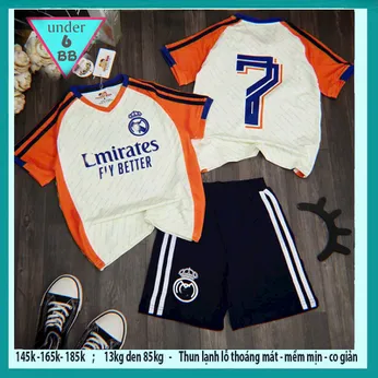 Đồ bộ bé trai thun lạnh thể thao in số 7 phong cách bóng đá cho bé đi chơi , đi học