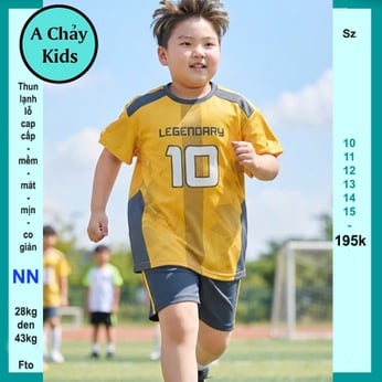 Đồ bộ bé trai thun lạnh thể thao in LEGENOARY 10 phong cách  bóng đá cho bé diện đi chơi , đi học