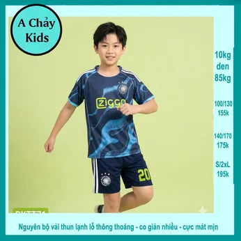 Đồ bộ bé trai thun lạnh thể thao in số 20 phong cách bóng đá cho bé diện đi chơi , đi học
