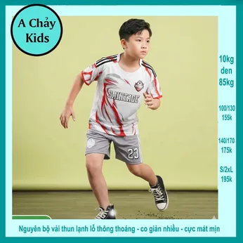 Đồ bộ bé trai thun lạnh thể thao in số 23 phong cách bóng đá cho bé diện đi chơi , đi học