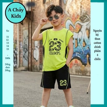 Đồ bộ sát nách bé trai cotton in số 23 phong cách thể thao cá tính cho bé đi chơi , đi học