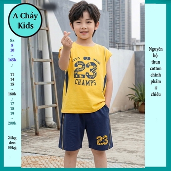 Đồ bộ sát nách bé trai cotton in  số 23 phong cách thể thao cá tính cho bé đi chơi , đi học