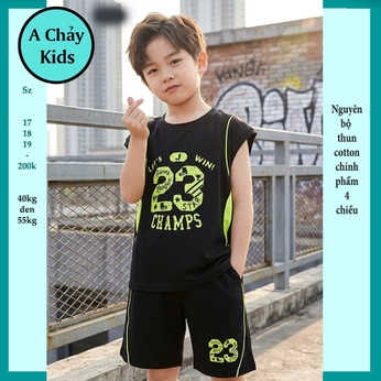 Đồ bộ sát nách bé trai cotton in số 23 phong cách thể thao cá tính cho bé đi chơi , đi học