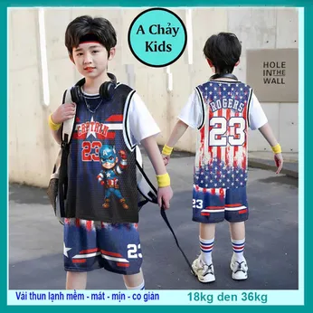 Đồ bộ thun lạnh cho bé in 3D hình Đội Trưởng Mỹ thiết kế theo phong cách thể thao cực cá tính