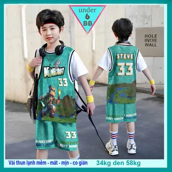Đồ bộ thun lạnh cho bé in 3D hình Minecraft thiết kế theo phong cách thể thao cực cá tính