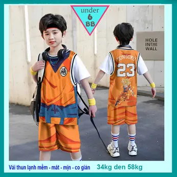 Đồ bộ thun lạnh cho bé in 3D hình Songoku thiết kế theo phong cách thể thao cực cá tính