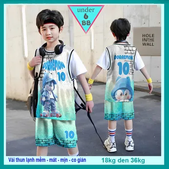 Đồ bộ thun lạnh cho bé in 3D hình Doreamon thiết kế theo phong cách thể thao cực cá tính