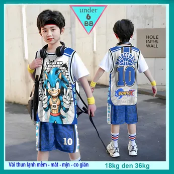 Đồ bộ thun lạnh cho bé in 3D hình Sonci thiết kế theo phong cách thể thao cực cá tính