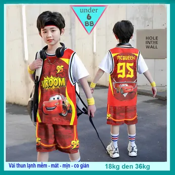Đồ bộ thun lạnh cho bé in 3D Xe hơi - Mc Queen Mỹ thiết kế theo phong cách thể thao cực cá tính
