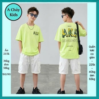 Quần áo bé in chữ AKS mang phong cách thời trang hàn quốc cá tính cho bé đi chơi , đi du lịch