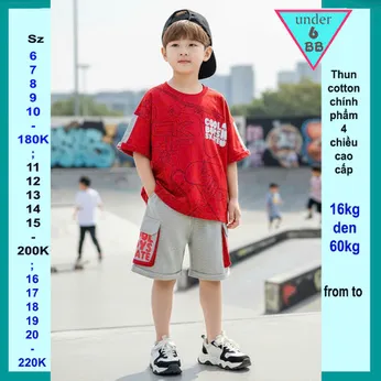 Quần áo bé trai cotton in chữ phong cách cá tính cho bé diện đi chơi , đi học