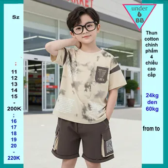 Quần áo bé trai cotton in chữ phối màu loang ( Mã 002 )