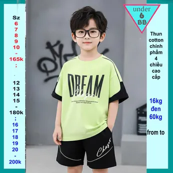 Quần áo bé trai cotton in chữ mang phong cách cá tính cho bé đi chơi , đi học