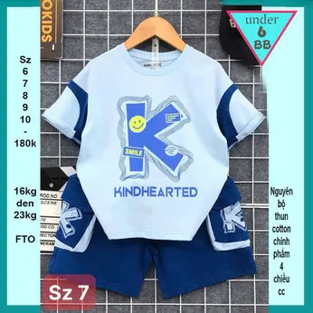 Quần áo bé trai cotton in chữ K phong cách hàn quốc cá tính cho bé diện đi chơi , đi học