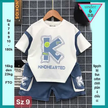 Quần áo bé trai cotton in chữ K phong cách hàn quốc cá tính cho bé diện đi chơi , đi học